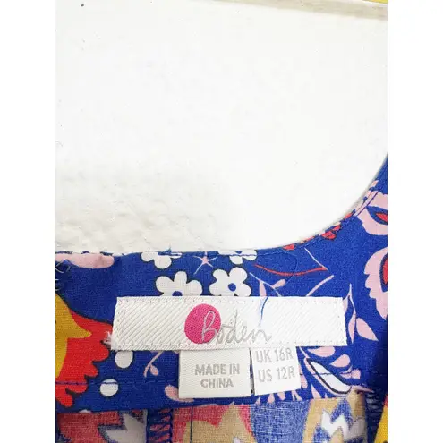 Boden Sabina Midi Dress Size 12R Blue Floral Aline Sleeveless Preppy Cocktail