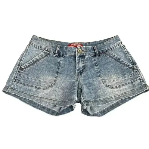 Eunina Blue Denim Cotton High Rise Front Button Closure Raw Hem Jeans L #1042