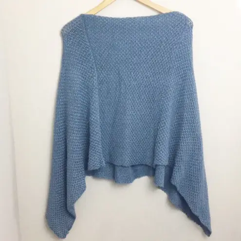 Simply Noelle  Blue Knit  Buckle Sweater Poncho