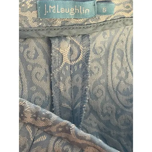 J. McLaughlin ‎ Blue Paisley Jacquard Ankle Pants Size 6 Tapered Textured Stretch