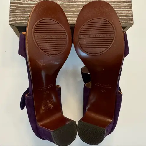 Chie Mihara Purple Sandal Heels EU 38.5 US 8.5 Block Heel Leather Anthropologie Size 7.5