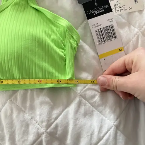 California Waves Bralette Bikini Top Womens Size Large Green Square Neck Beach