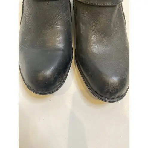 Born Black Maude Leather Heeled Ankle Booties Zipper Studded Sz 7M Buckle