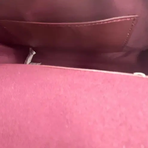 Badgley Mischka Metal Fringe Vegan Leather Wine Crossbody Shoulder Bag