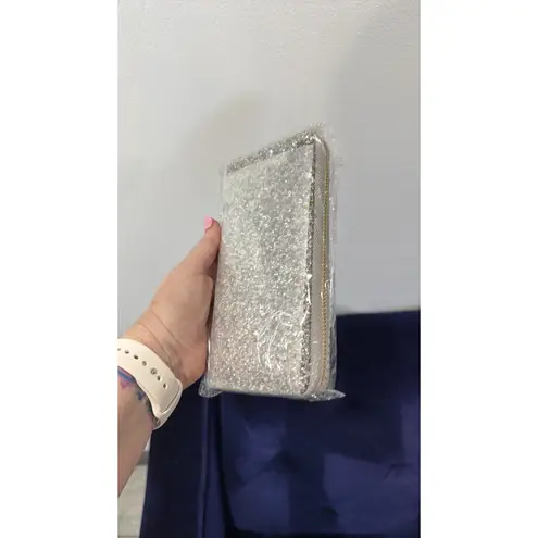 Riah Fashion Riah Fashion Glitter Wallet Clutch Zip Around Card Holder Silver