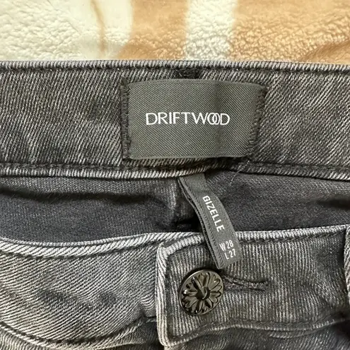 Driftwood | Giselle Embroidered Distressed High Rise Jeans Black Wash | Size 28