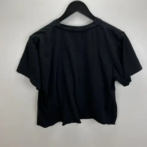 2009 Beatles Y2K Crop Top Black Raw Hem Tee Size XL