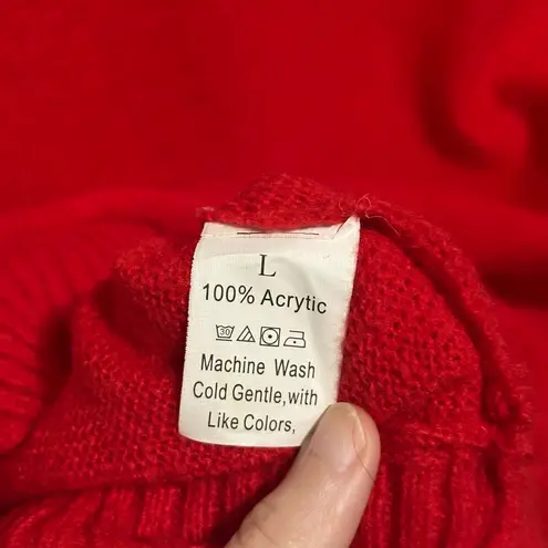 Red and White Merry knit turtleneck sweater size large