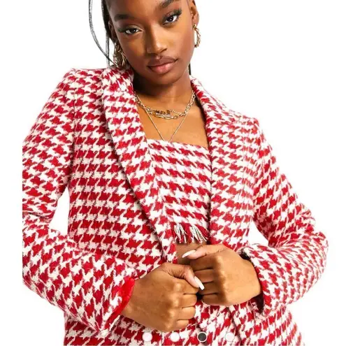 Missguided Misguided red and white checkered blazer with matching crop top set! New thumbnail 3
