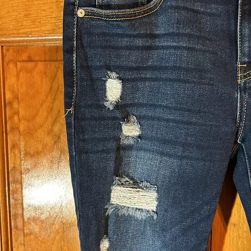 Kancan Women’s Dark Wash Distress Skinny Jeans Size 7/27