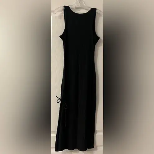 J.Crew  NWT Black Ruched Midi Dress in Vintage Rib Size Medium