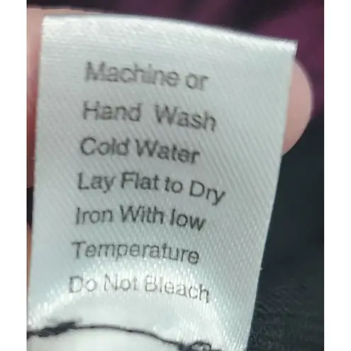 Ming Wang Black Magenta Geometric Embroidered Knit Cardigan Tank Set Size L