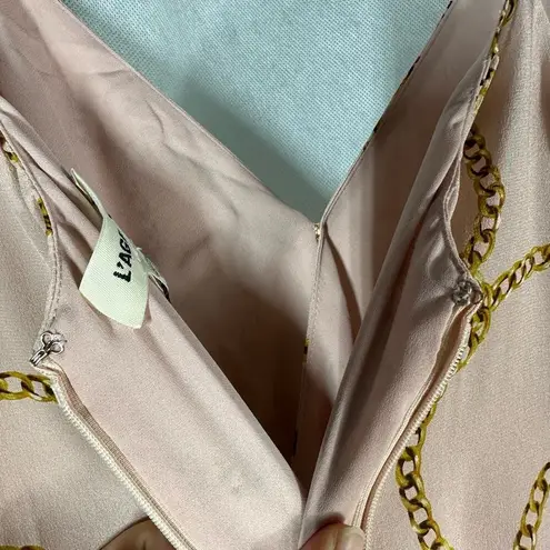 L'Agence L’AGENCE Chiara Pleated Cami Gold Chain Print Wide Leg Jumpsuit Pink Size 2