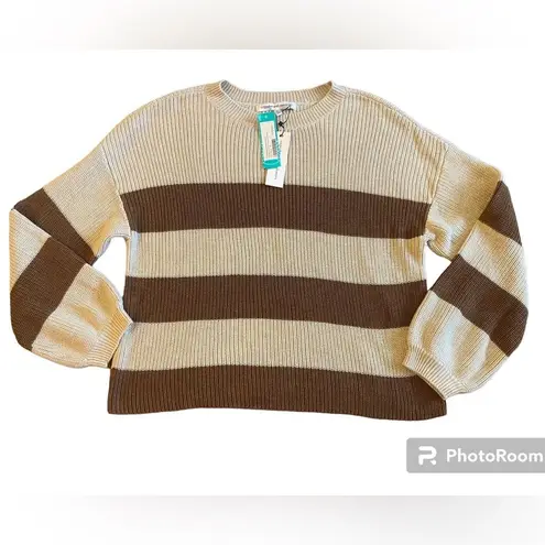 Cupcakes & Cashmere Striped Rimes Sweater Brown Size XL