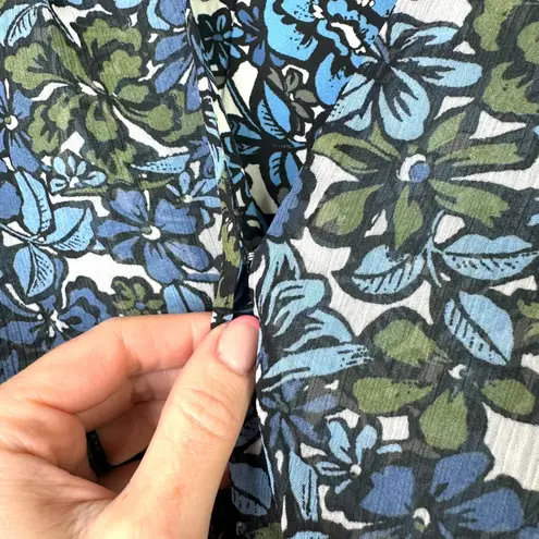 Veronica Beard NWOT Saera Blue Multi Floral Smocked Crepe Mini Dress Size 0