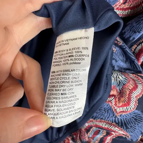 Chico's Floral Bubble Hem Top Size 3 XL Multicolor Puff Sleeve Cotton Boho Artsy