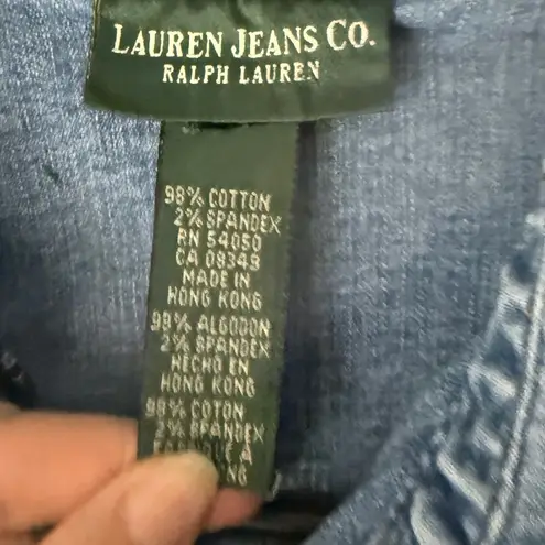 Lauren Jeans Co. Vintage Denim Jean Jacket Full Zip Up Long Sleeve Westerm Women Blue Size M