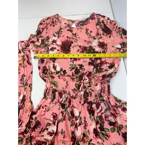 Bluiyv Young Contemporary Romper Dress Pink Floral Long Sleeve Small