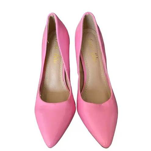 Chase and Chloe  Los Angeles Barbie Pink Point Toe Faux Patent Leather Heel size 7