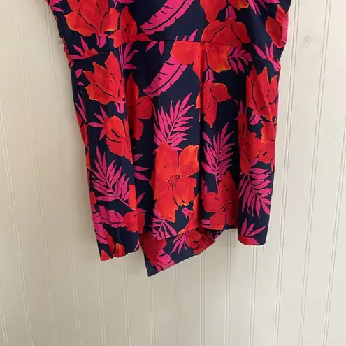 LANDS END Tummy Control Surplice Wrap Swim Dress One Piece Swimsuit Size 18 Blue