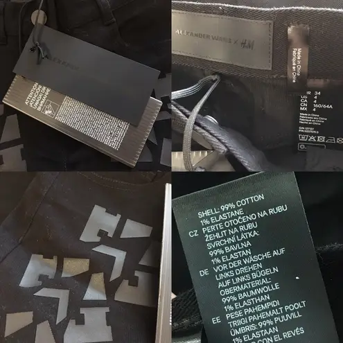 Alexander Wang X H&M Collab Black Patterned Skinny Jeans. Size 4