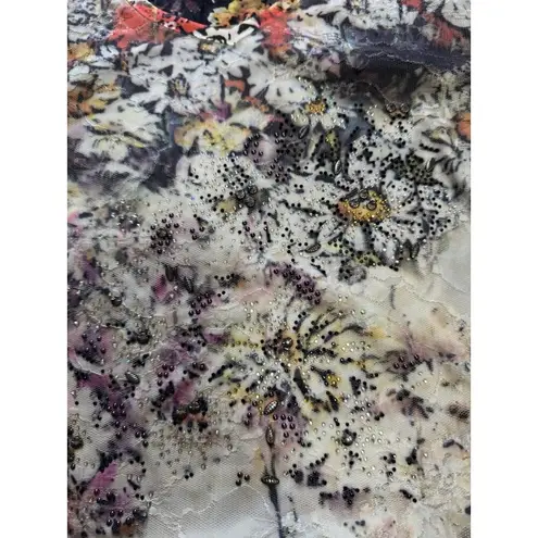 Christopher & Banks Women Floral Short Sleeve T Top Embellished Size Petite Smal