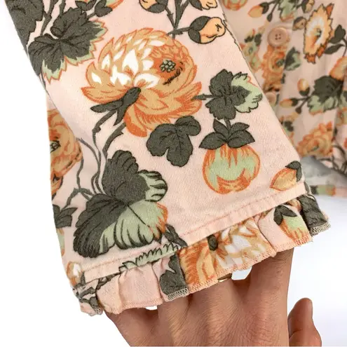 Sundance Flannel Pajama Set Peach Green Florals M