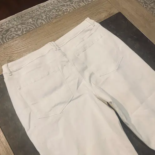 Womens Flare Jeans High Waisted Wide Leg Baggy Jean for Women Stretch Denim Pants White Size 18