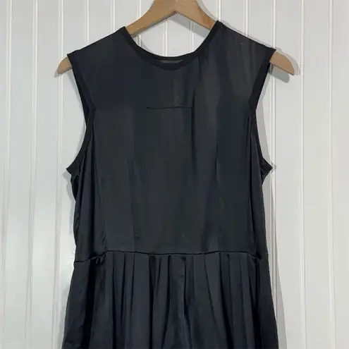 Proenza Schouler Black Silk Sleeveless Drop Waist Dress Sz 8 Minimalist Classic