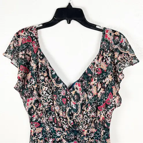 LULUS Charmed I’m Sure Green Floral Print Front Back V