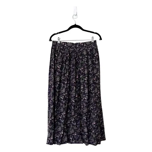 Herman Geist VINTAGE MIdi Floral Purple Viscose Skirt Small