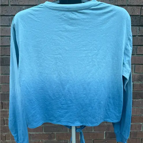 Harry Potter Long Sleeve Cropped Top Front Tie Gradient Blue Shirt Size Large