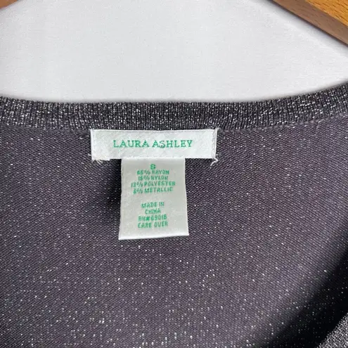 Laura Ashley Gray Metallic Sparkle Shiny Scoop Neck Dressy Blouse Size Small