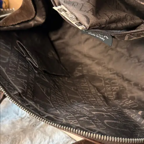 Furla Dark Brown Crocodile-Embossed Shoulder Bag