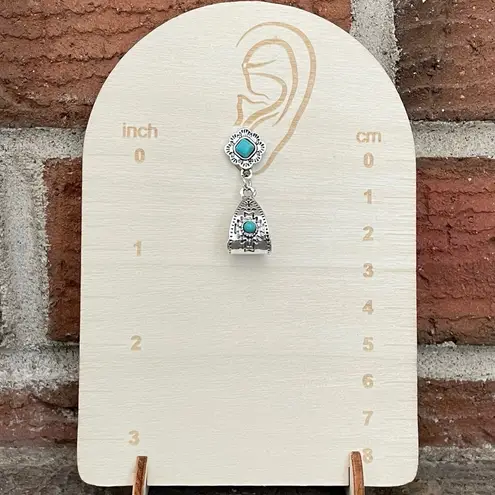 Aztec Pattern Sling Earrings with Turquoise