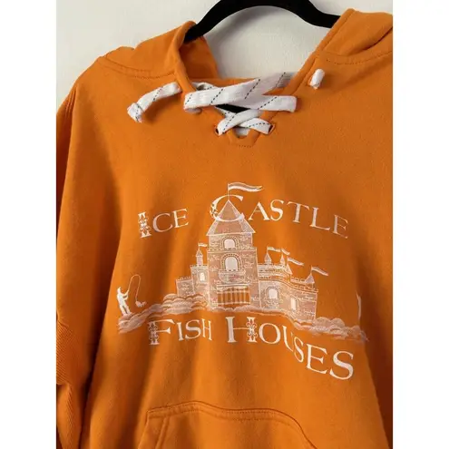 Ice Castle Fish House Orange Pullover Fleece Lined Hoodie Sweatshirt Women’s 2XL Size 2X