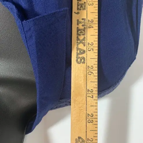 New Directions Weekend Long Sleeve V Neck Button Down Shirt Blue Size L