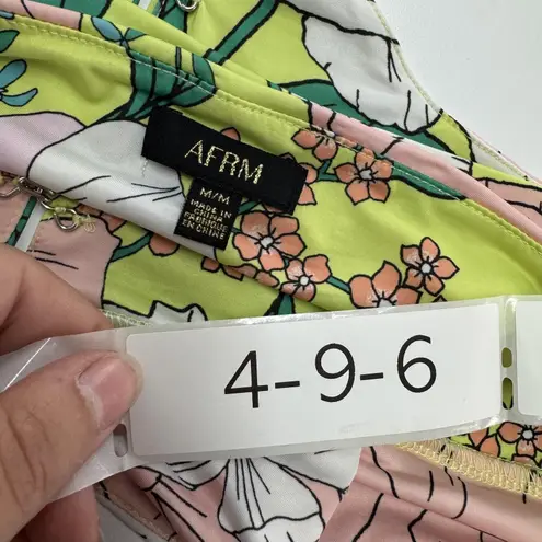 AFRM Halter Top Womens Medium Ramona Multicolor Floral Print Hook Closure Crop