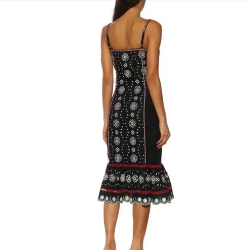 Veronica Beard NWOT Giuliana Black Beaded Embroidered Linen Floral Midi Dress