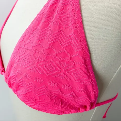 American Eagle  Hot Pink Tribal Textured Triangle String Bikini XL #204