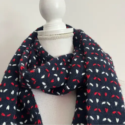 None Navy Red White Knit Winter Scarf