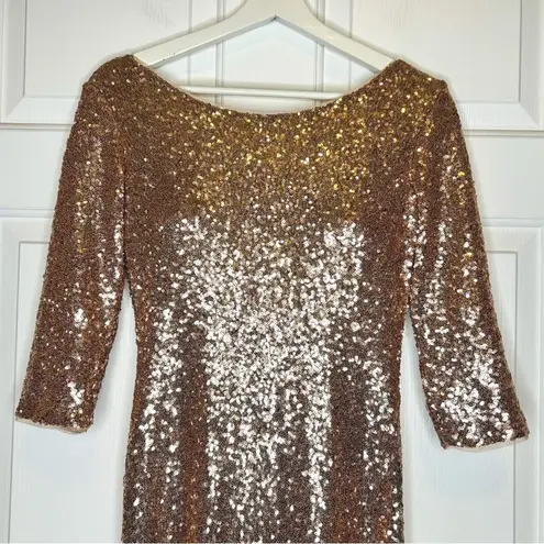 Christina Wu Rose Gold Sequin Formal Gown Evening Dress Party 2