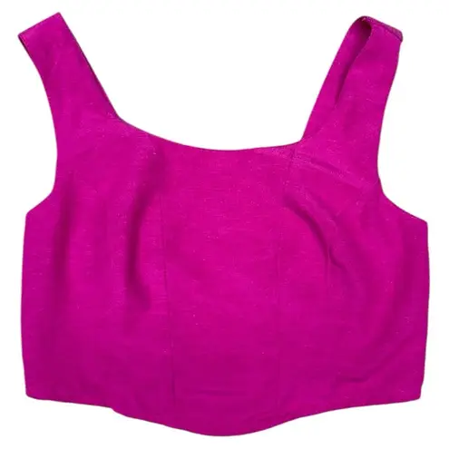 Midnight sky Hot Pink Smocked Crop Tank Top Size Small