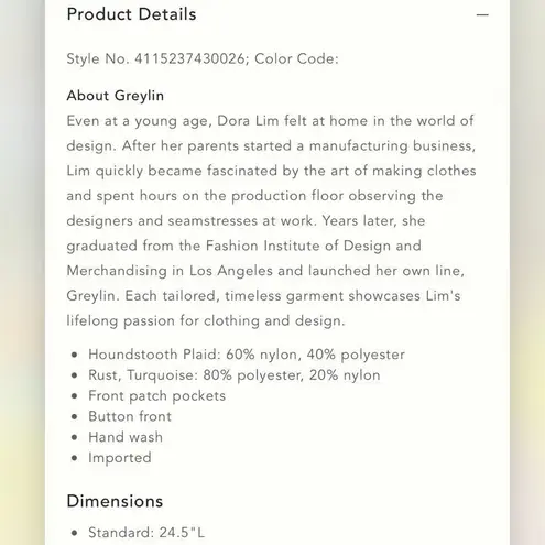 Anthropologie  Houndstooth Shirt Jacket NEW Size Small