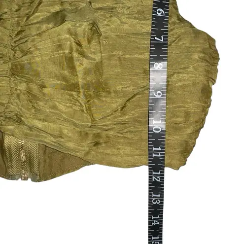 DISSH Frankie Olive Green Ruched Sleeveless Silk Blend Crop Top US 2