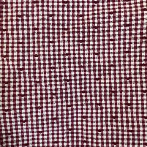 Van Heusen Stretch Berry and White Pin Check Pattern Long Sleeve Button Down S