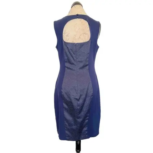 Cache  Dress  Womens Sleeveless Blue Textured Sheath Open Back Date Night Sz 12