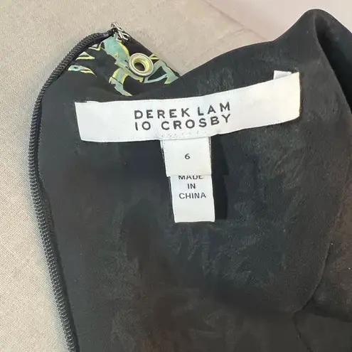 Derek Lam 10 Crosby short sleeve silk blend leaf print gold grommet detail dress