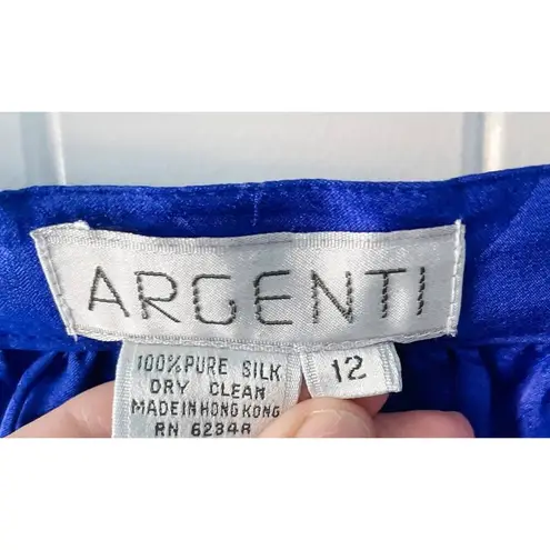 Vintage 100% Silk Butterfly Garden Embossed Print Skirt Suit Set size M 8 🦋 Blue Size M