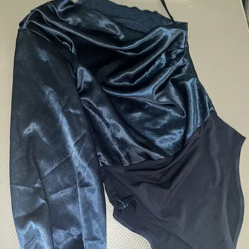 SOLY HUX Women's One Shoulder Long Sleeve High Waist Satin Bodysuit XS